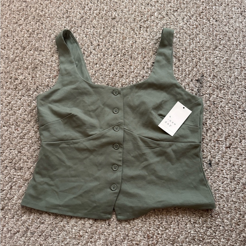 A new day target green button vest tank